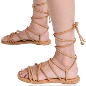 NWT SCHUTZ ‘Magdalena’ Women’s Lace Up Sandals in “Nude Caramel” Size 5.5